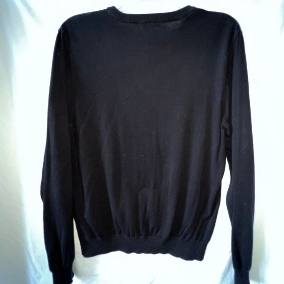 Men's Van Heusen V Neck Sweater, Black and Gray, Abstract Design, Size Large EC - Picture 3 of 12